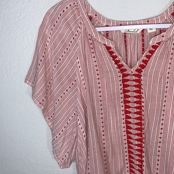 Caffe Marrahesh Red and White Short Sleeve Blouse Size Medium - Picture 8 of 16